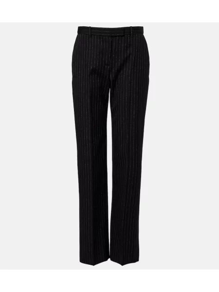 Pantaloni Mcqueen de lână cu dungi negru
