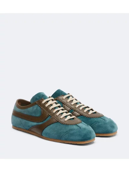Sneakerși Dries Van Noten din piele de căprioară albastru