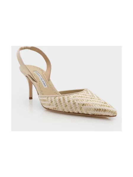Czółenka Manolo Blahnik skórzana beżowa