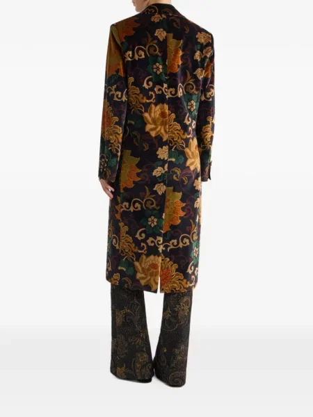 Palton Etro de catifea cu model floral cu imagine negru
