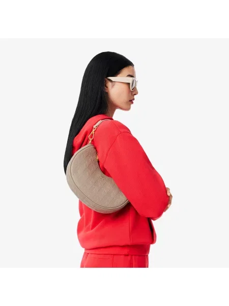 Кожаная сумка Lacoste бежевая