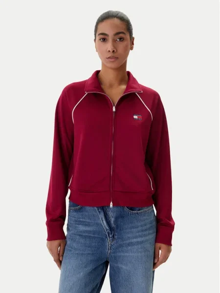 Tommy Jeans Pulóver Badge Bordó
