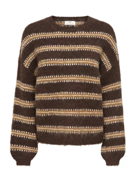 JDY Pulover JDYDINA maro caramel / maro închis / lână alb