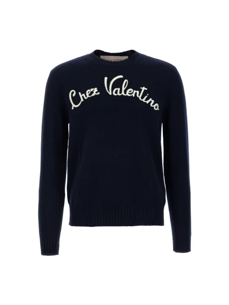 Lniany sweter Valentino niebieski