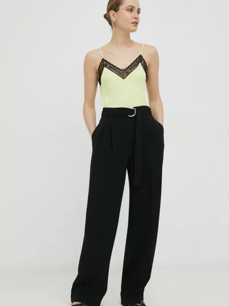 BOSS spodnie proste high waist czarny