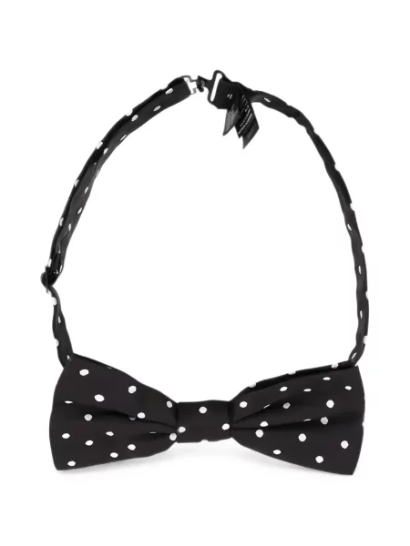Cravată Dolce & Gabbana cu funde de mătase cu buline negru