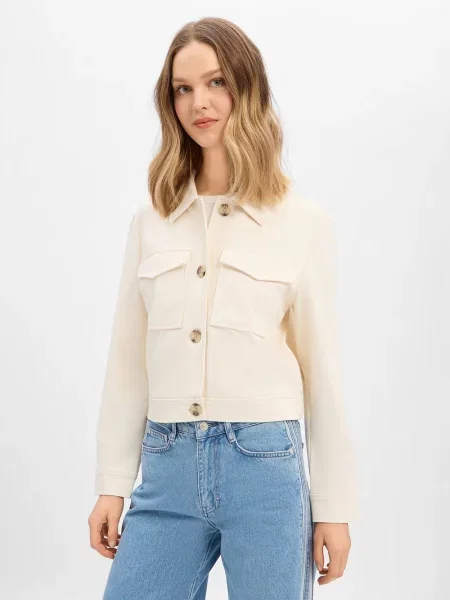 Koszula-kurtka o kroju relaxed fit z domieszką S.oliver Red Label biała