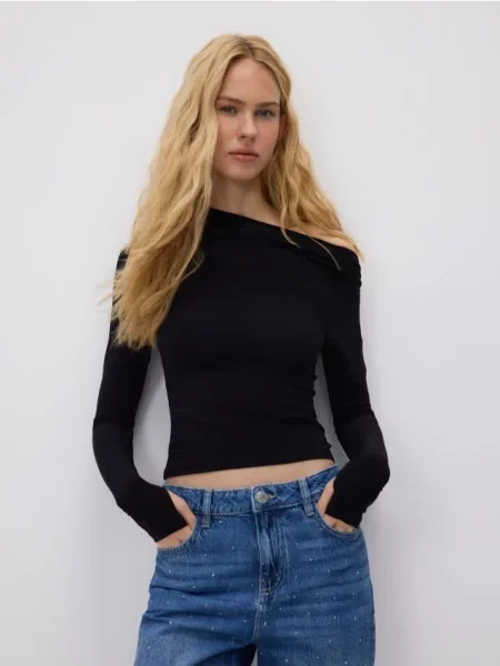Reserved Блузка на одне плече чорний