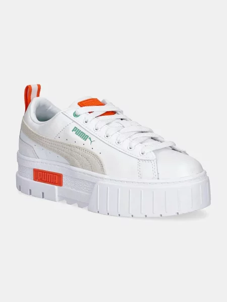 Полуотворени обувки Puma на платформе бяло