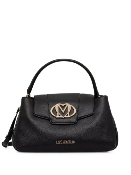 Geantă shopper Love Moschino cu autograf negru