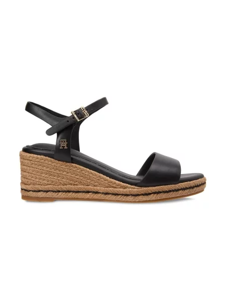 Sandale Tommy Hilfiger din piele cu pană maro
