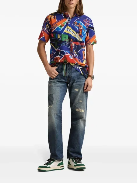 Vunena odgovarati polo majica Polo Ralph Lauren s printom zelena
