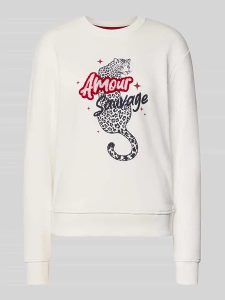 Bluza z nadrukiem i dekoltem typu crew neck Christian Berg Woman biała
