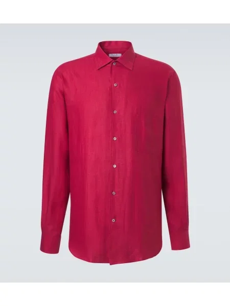 Lniana koszula Loro Piana czerwona