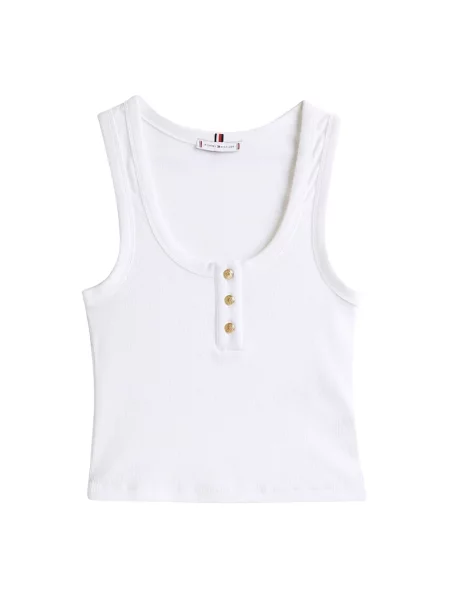 Top Tommy Hilfiger z dekoltem henley na ramiączkach biały