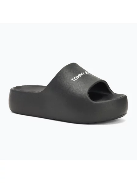 Klapki Tommy Jeans Flatform Pool Slide Ess black czarne