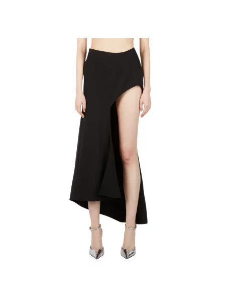 Spódnica midi Mugler do kolan z dżerseju asymetryczna czarna
