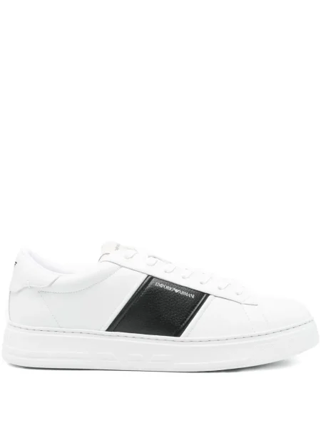 Sneakerși Emporio Armani din piele cu imagine alb