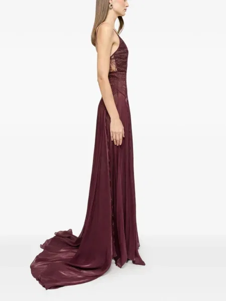 Rochie maxi Nissa din șifon de costum roșu