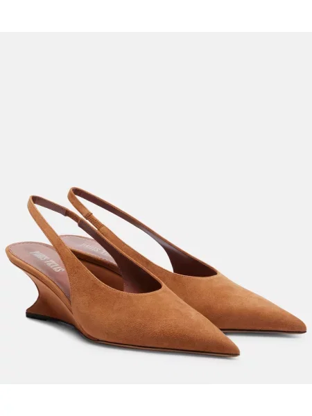 Pantofi cu toc Paris Texas din piele de căprioară maro