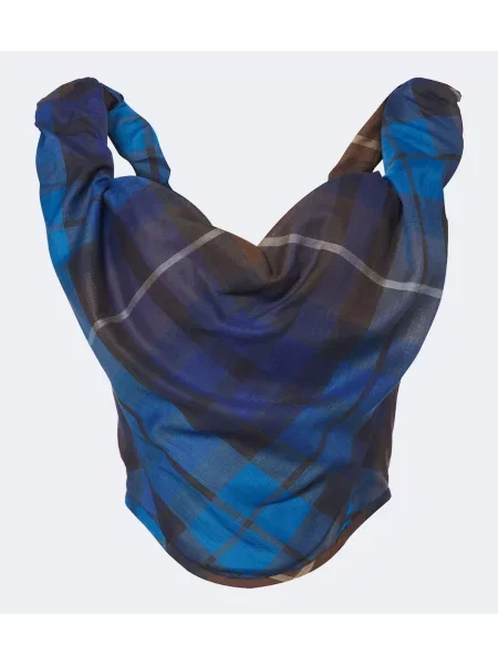 Top Vivienne Westwood de lână în carouri albastru