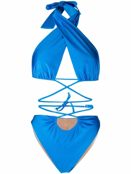 Costum de baie Noire Swimwear cu gât halter albastru