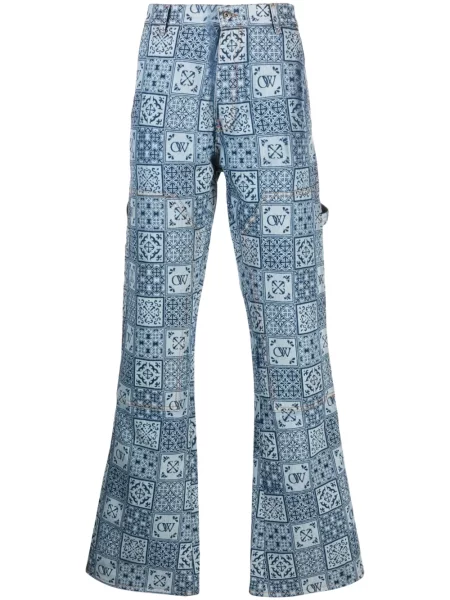 Zvonové zvonové džíny Off-white s potiskem bílé