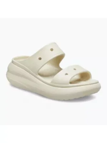 Классические шлепанцы Crocs на платформе бежевые
