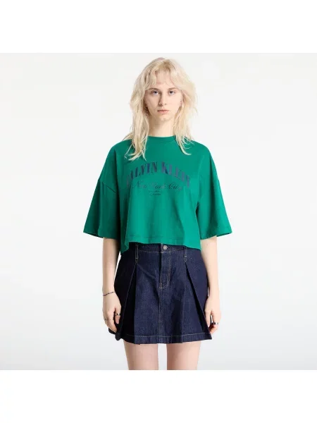 Tricou Calvin Klein Jeans Ss Cropped Boxy Heri Tee Green L verde