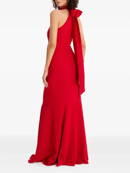 Rochie maxi Moos Studio cu funde cu gât halter de costum roșu