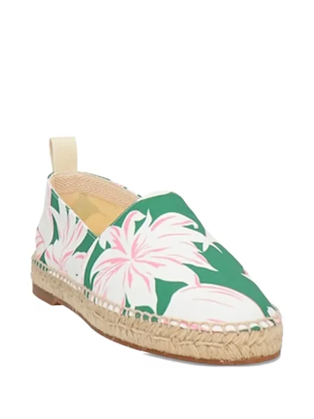 Espadrile Maison Kitsune cu model floral verde