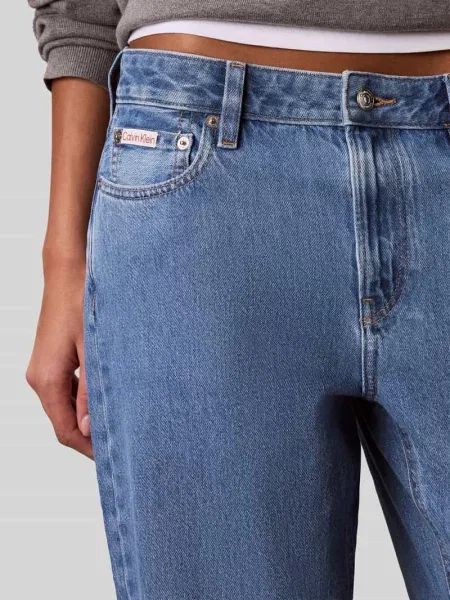 Jeansy o kroju straight fit z czystej bawełny Calvin Klein Jeans niebieskie