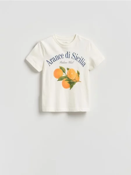 Reserved Tricou cu imprimeu crem