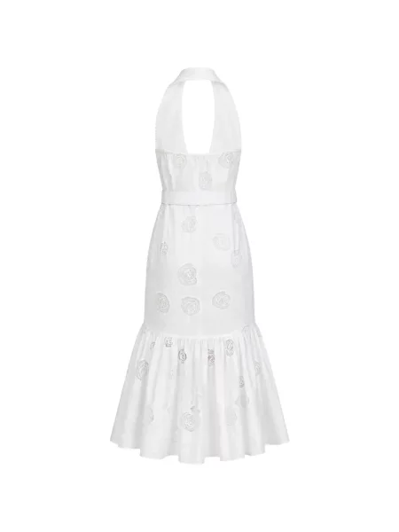 Cu centură rochie Self-portrait cu model floral din dantelă alb