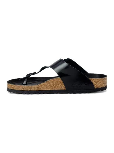 Klapki Birkenstock skórzane na sprzączkę czarne