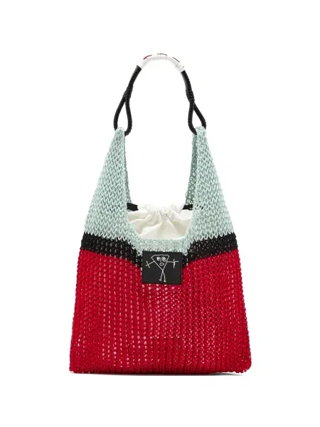 Ленена чанта Plan C червено