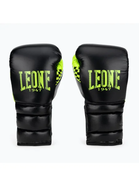 Leone черно-зелени боксови ръкавици черно