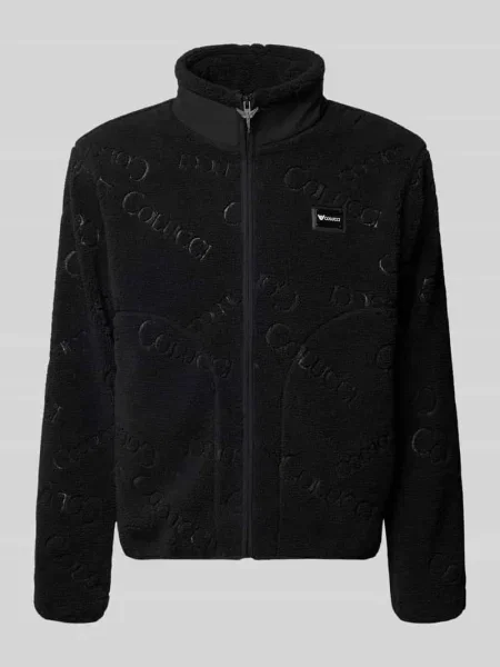 Kurtka z pluszowego materiału o kroju regular fit z naszywką z logo Colucci czarna