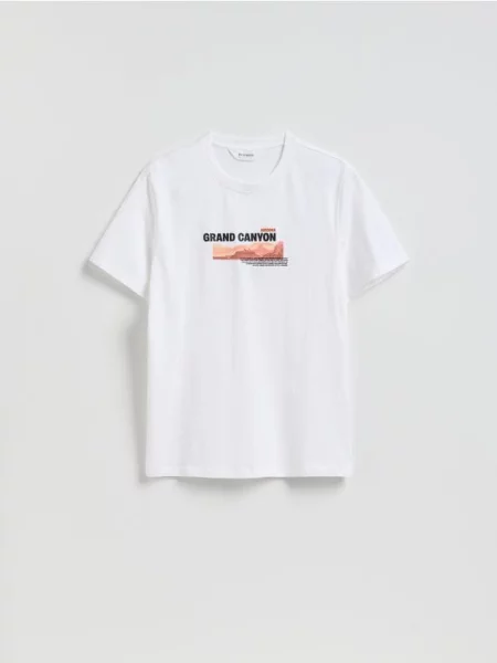 Reserved Tricou regular cu imprimeu alb