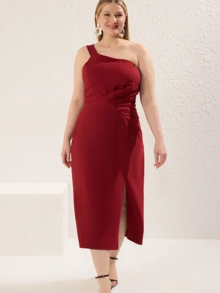 Trendyol Curve Rochie de seară bordeaux roșu