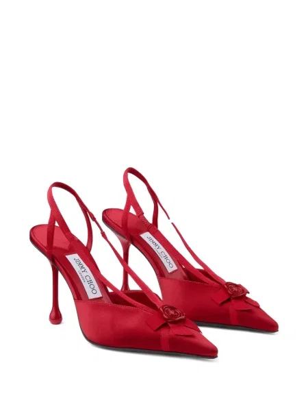 Pantofi cu toc Jimmy Choo cu funde slingback roșu