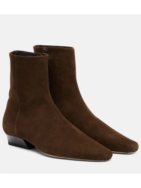 Cizme scurte Staud din piele de căprioară maro