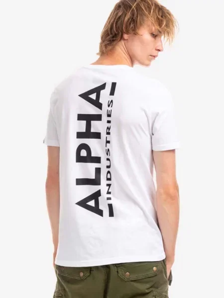 Tričko Alpha Industries Backprint T 09 s potiskem bílá