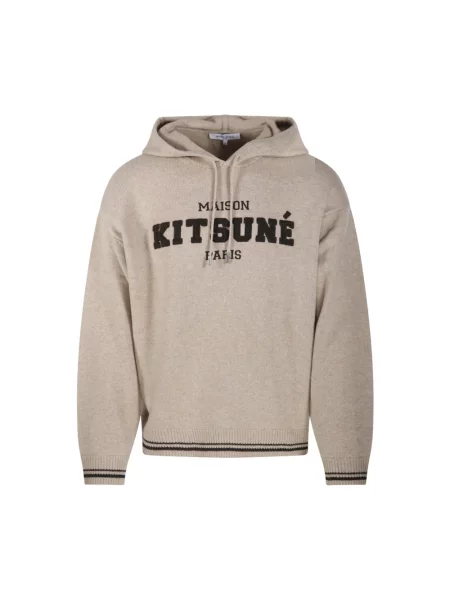 Bluza z kapturem Maison Kitsune wełniana beżowa