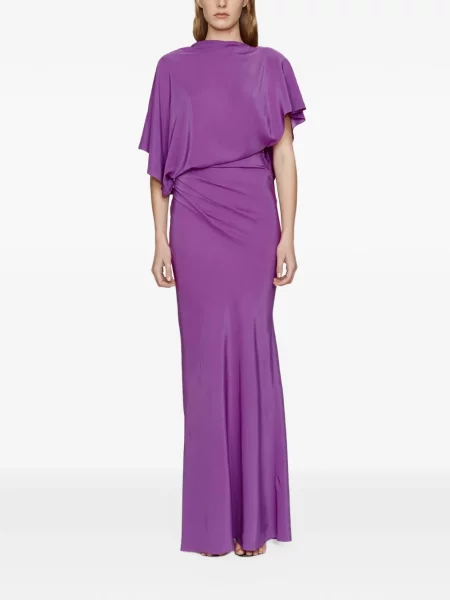 Rochie maxi Christopher Esber drapată cu spatele deschis violet