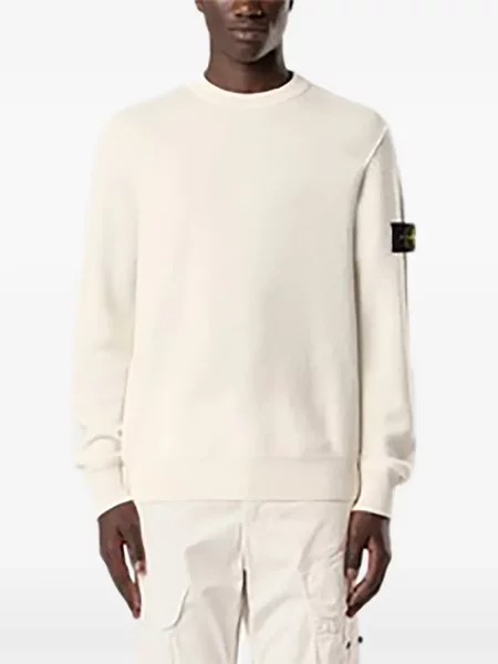 Pulover Stone Island de lână cu decolteu rotund cu strasuri