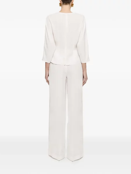 Pantaloni Nissa din crep alb