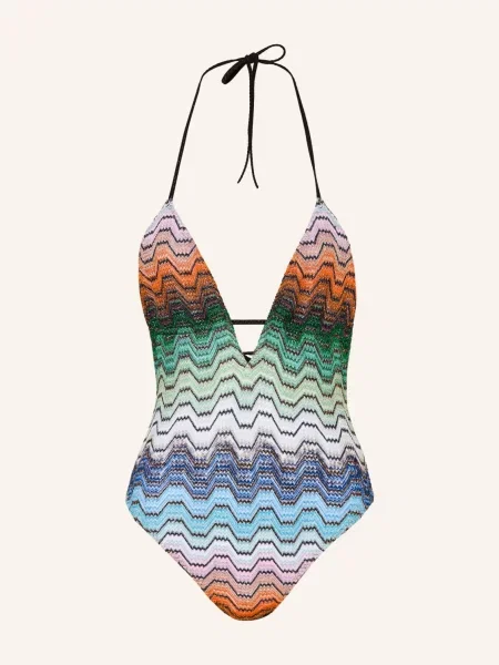 Missoni Neckholder Plavky S Vázáním Za Krkem A Třpytivou Přízí zelená / oranžová modrá