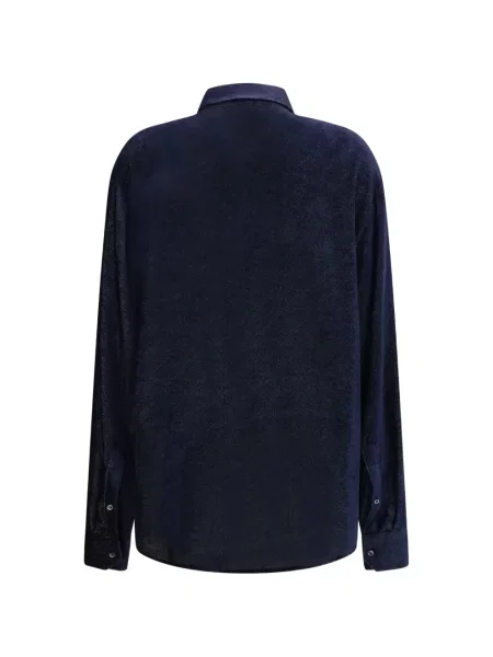 Cămașă Giorgio Armani de catifea albastru