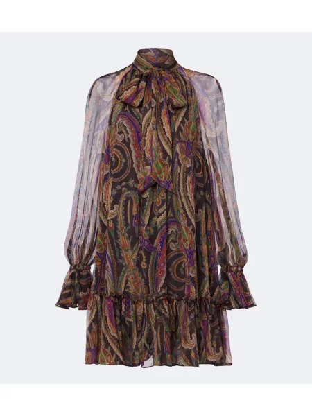 Rochie Etro de mătase cu model paisley cu legături